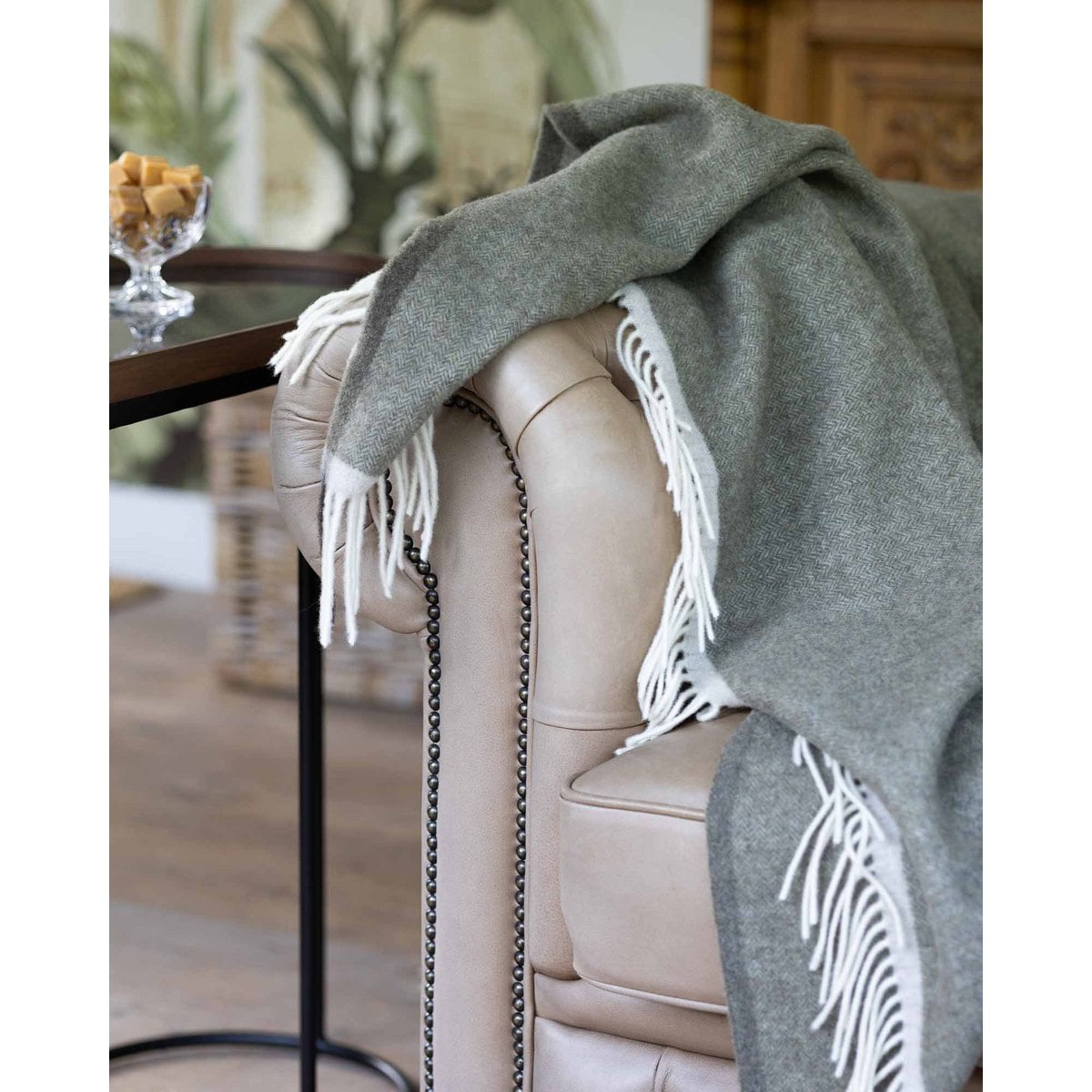 Merino/Cashmere Throw Blanket Milan Verde Orlo