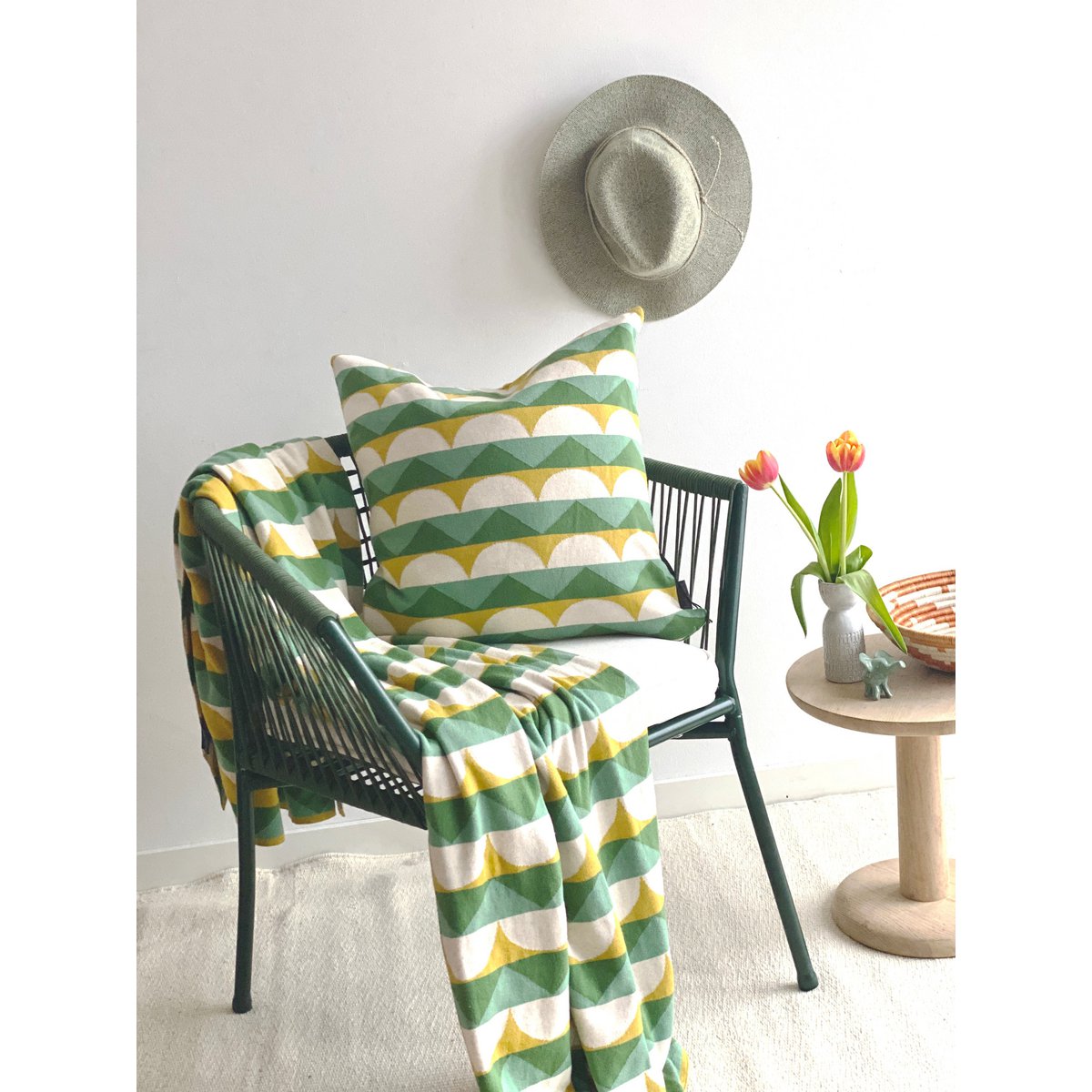 Toby kussen-dekgroen, zacht Jacquard gebreide katoen