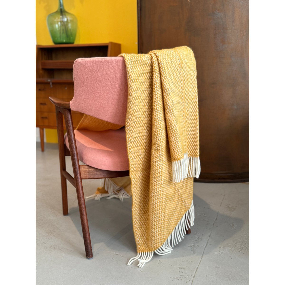 Fanny wollen deken geel, lichtgewicht pure Noorse wol