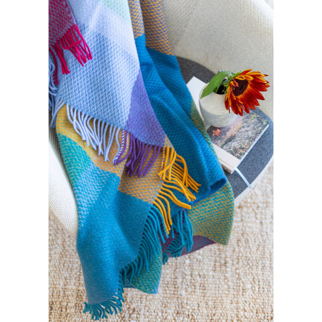 Frank deken blauw, geweven Noorse wol