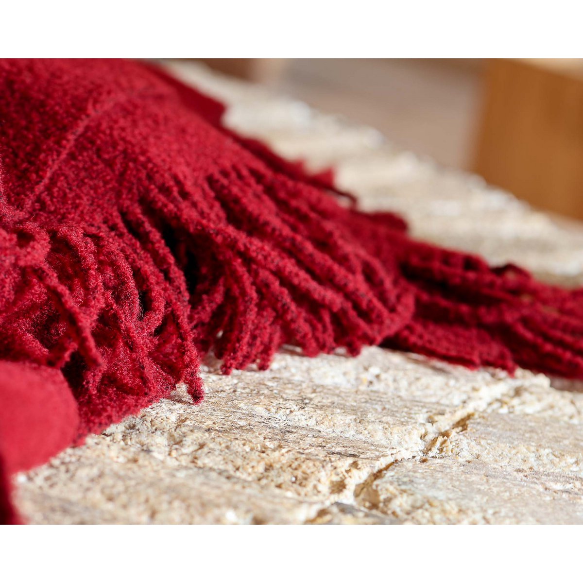 Wol (80%) Polyester (20%) - Boucle PARIS - donkerrood - 140x200