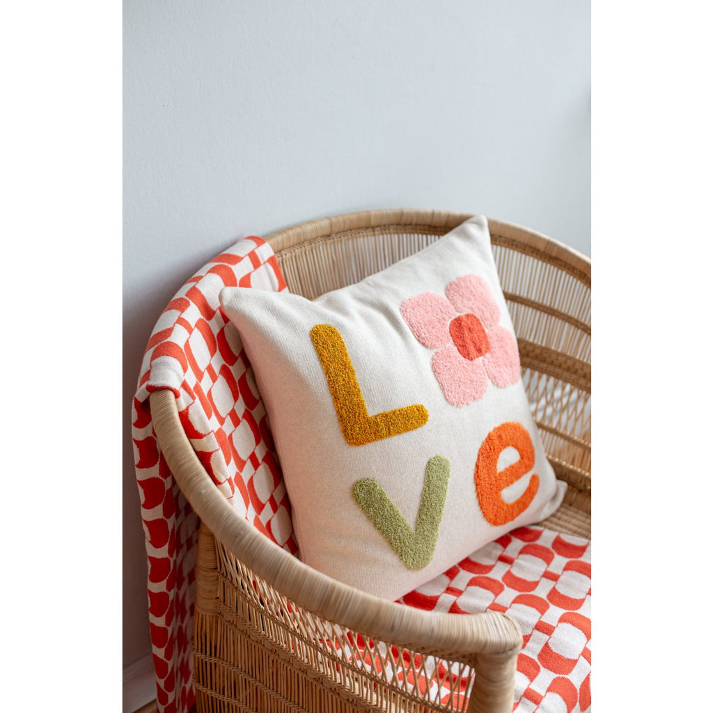 Hou van kussen- dekroze roze, zacht katoenen gebreide met punch naald borduurwerk