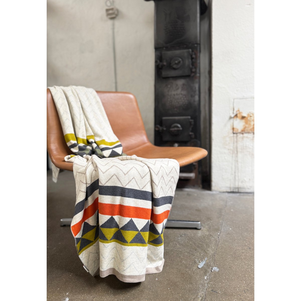 Vilma -deken, zachte jacquard gebreide katoen