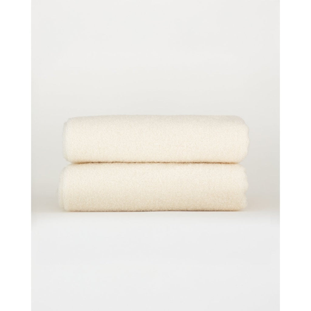 Wool bouclé throw blanket Paris White