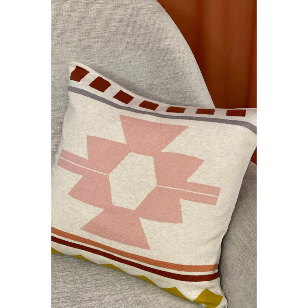 Ane cushion cover pink, soft jacquard knitted cotton