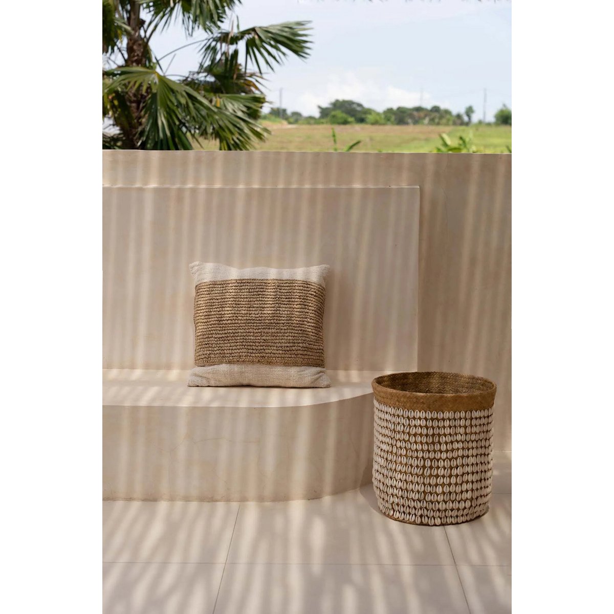 The Raffia Stamp Cushion Cover - Natural