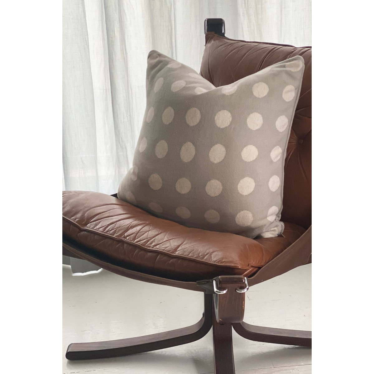 Astrid kussenbedekking grijs, zacht jacquard gebreide katoen