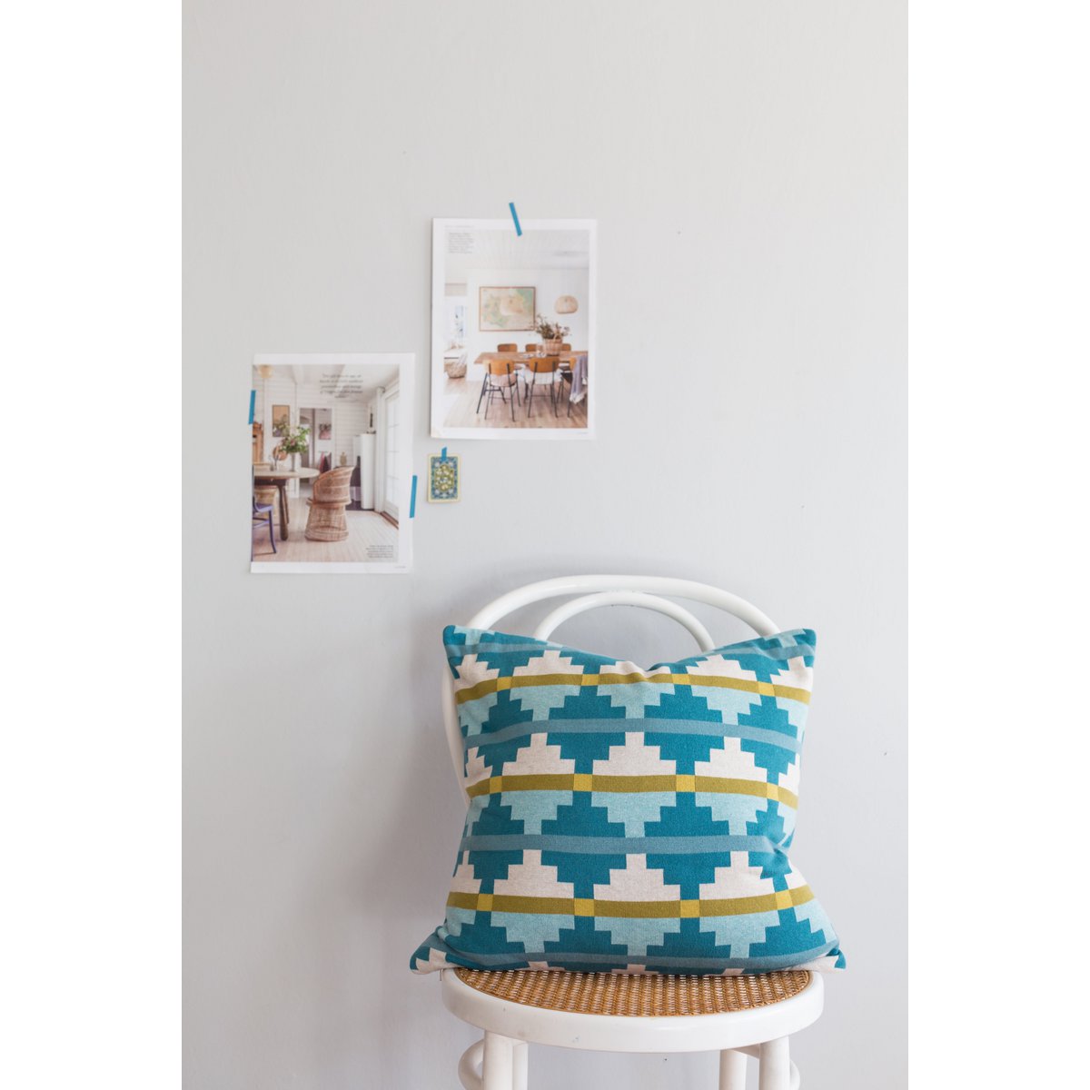 Alf kussenbedekking blauw, zacht jacquard gebreide katoen