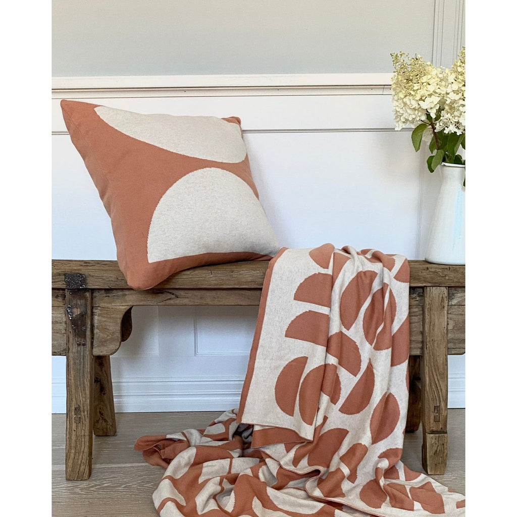 Ella kussenhoes perzik, zacht jacquard gebreid katoen