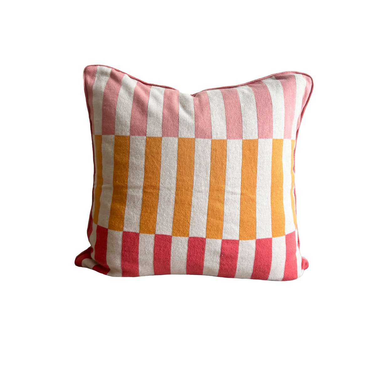 Mojo kussen-dekroze roze, zachte jacquard gebreide katoen.