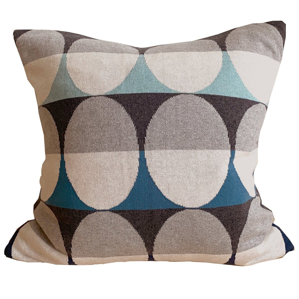 Olivia cushion cover blue, soft jacquard knitted cotton