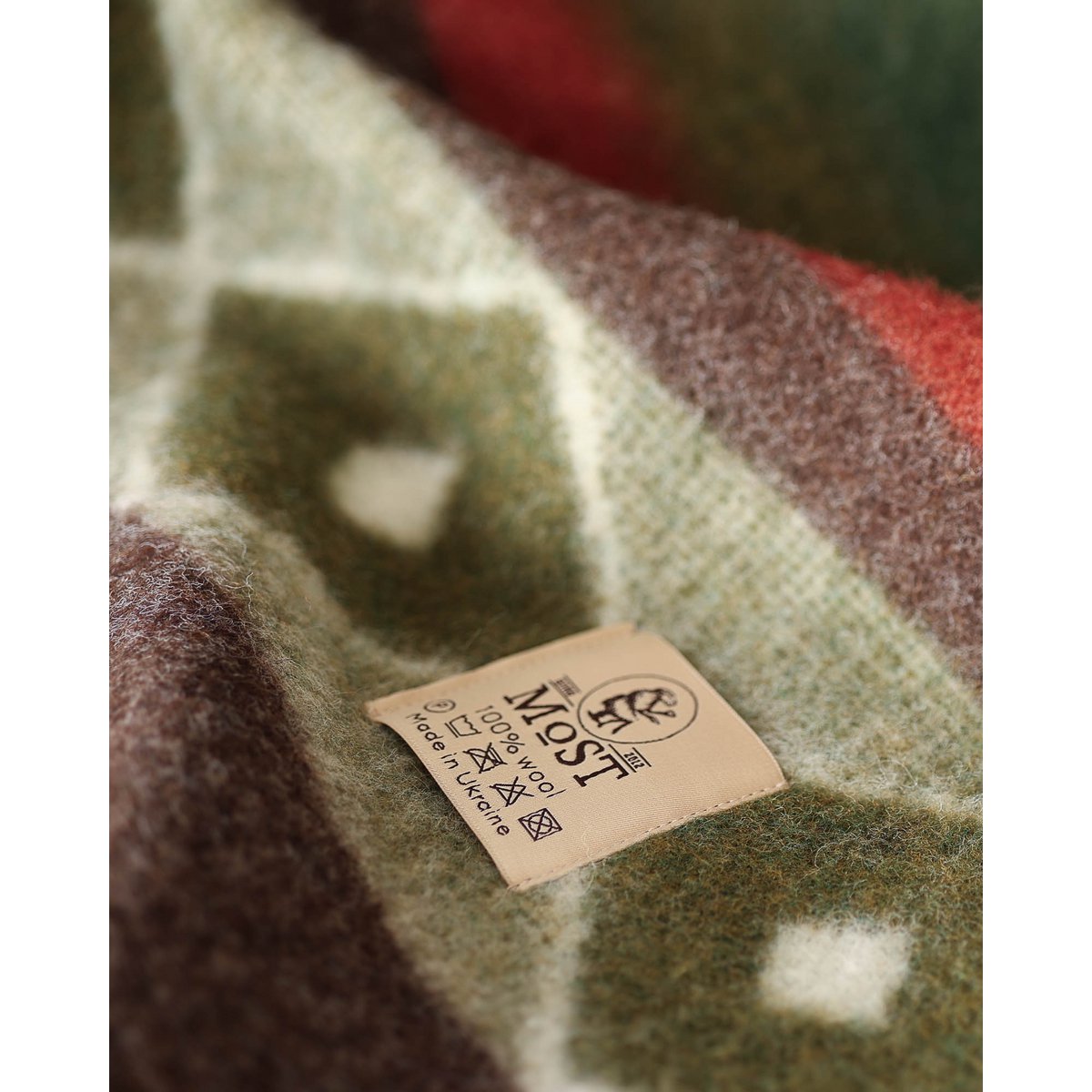 Wollen beddeken TRIBE - eenpersoons - groen