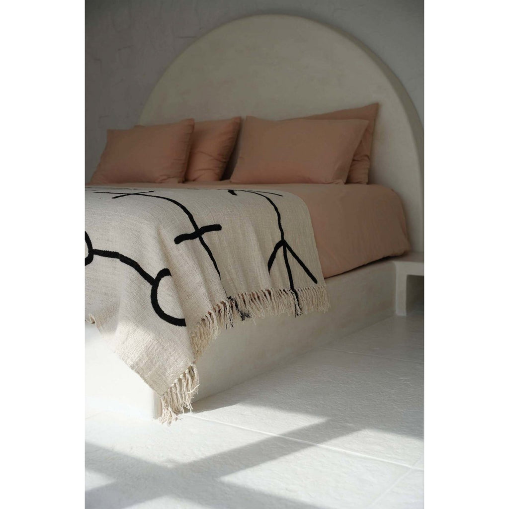 The Evil Eye Bedsprei - Natuurlijk Zwart - 240x128 - Katoen