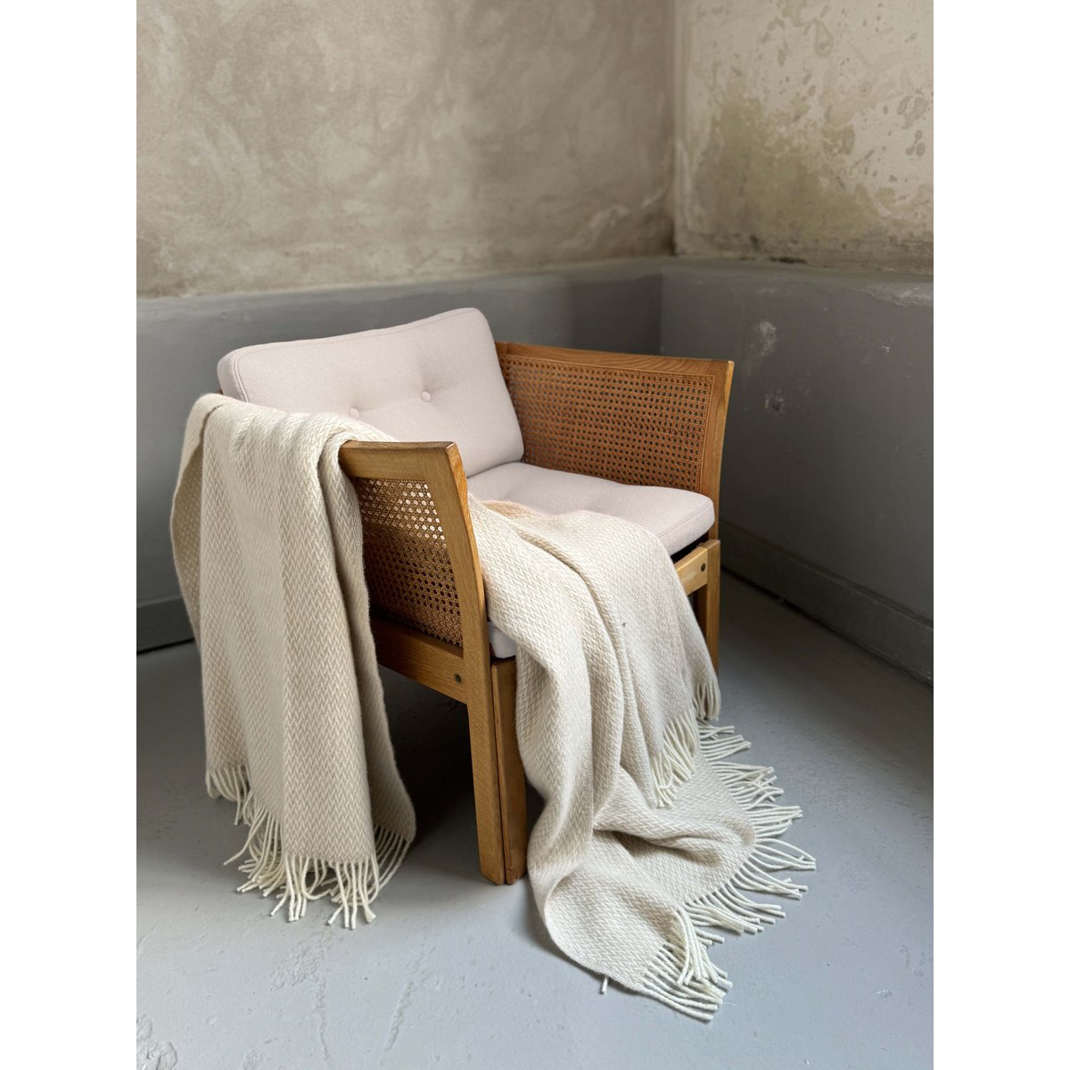 Fanny wollen deken creme, zacht lichtgewicht pure Noorse woldeken