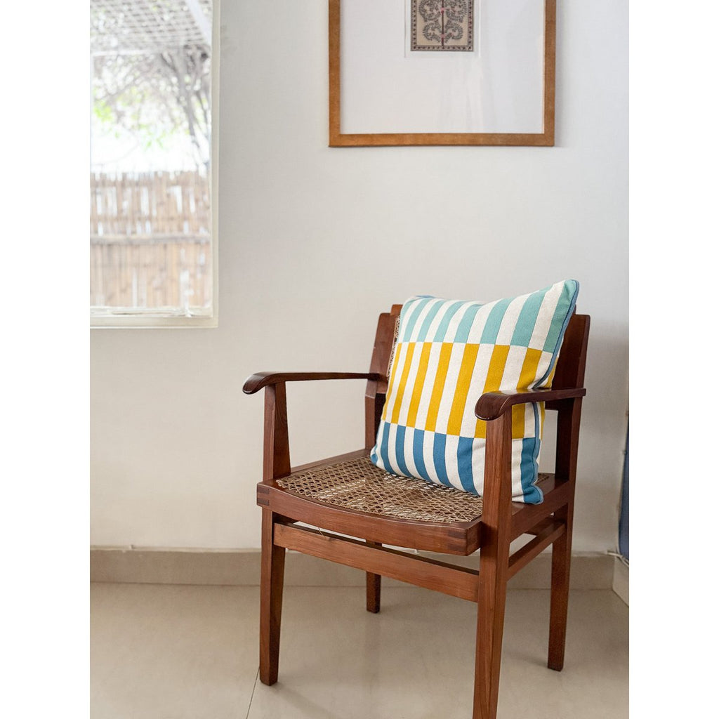 Mojo kussen-dekblauw, zachte Jacquard gebreide katoen.