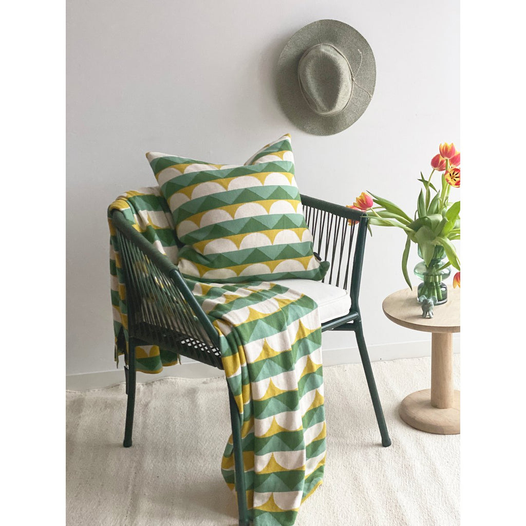 Toby dekengroen, zacht jacquard gebreide katoen