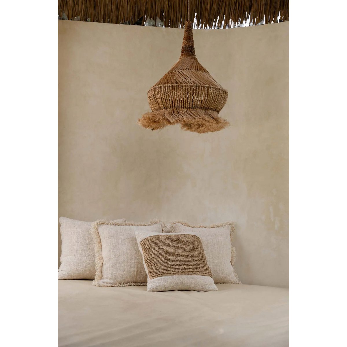 The Raffia Stamp Cushion Cover - Natural