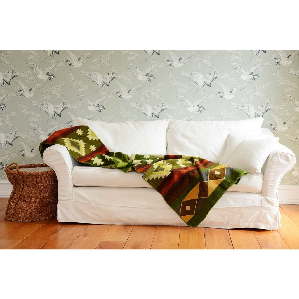 Ecuadorian alpaca blanket | indigenous blanket | Quilotoa green